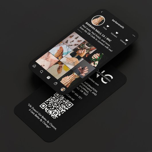 Minimal Nail Tech Manicurist IG Zwart Monogram Visitekaartje