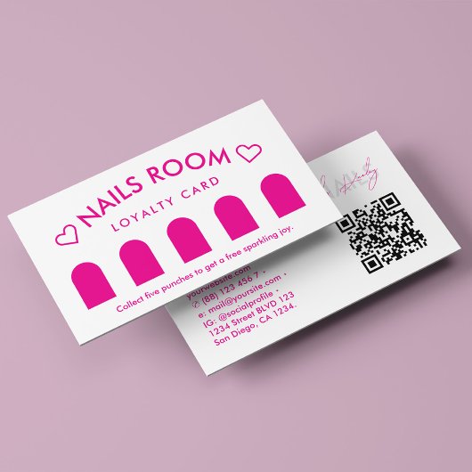 Minimal Nail Therapist Spa Roze Loyaliteit Visitekaartje