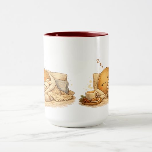 Minimal Napping Potato Soft Brown Line Art Mok (Midden)