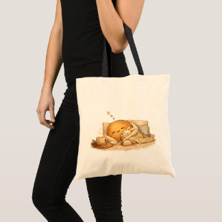 Minimal Napping Potato Soft Brown Line Art Tote Bag