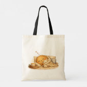 Minimal Napping Potato Soft Brown Line Art Tote Bag (Achterkant)