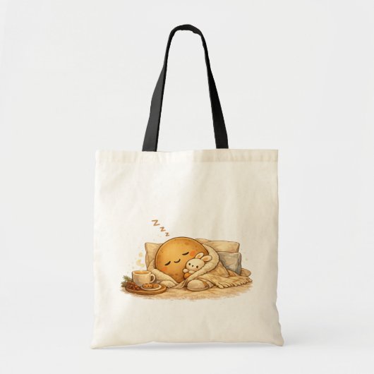 Minimal Napping Potato Soft Brown Line Art Tote Bag (Voorkant)