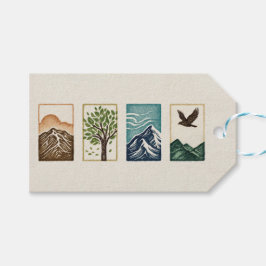 Minimal Nature Set – Mountain & Tree Art Cadeaulabel