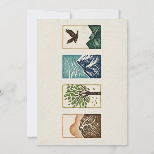 Minimal Nature Set – Mountain & Tree Art Feestdagenkaart (Voorkant)