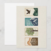 Minimal Nature Set – Mountain & Tree Art Feestdagenkaart (Voorkant / Achterkant)