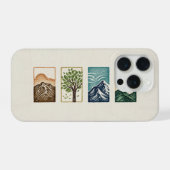 Minimal Nature Set – Mountain & Tree Art iPhone Hoesje (Achterkant horizontaal)
