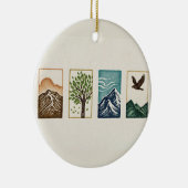 Minimal Nature Set – Mountain & Tree Art Keramisch Ornament (Rechts)