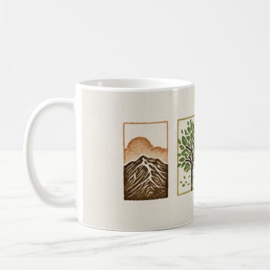 Minimal Nature Set – Mountain & Tree Art Koffiemok (Links)