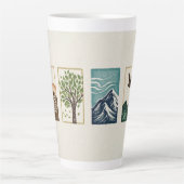 Minimal Nature Set – Mountain & Tree Art Latte Mok (Voorkant)