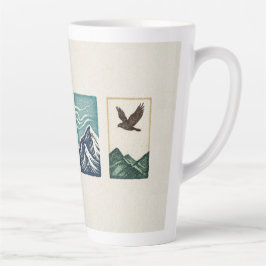 Minimal Nature Set – Mountain & Tree Art Latte Mok