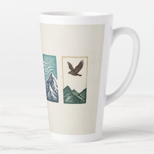Minimal Nature Set – Mountain & Tree Art Latte Mok (Rechts)