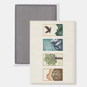 Minimal Nature Set – Mountain & Tree Art Magneet (Voorkant / Achterkant)