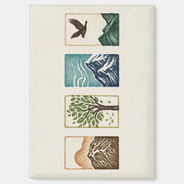 Minimal Nature Set – Mountain & Tree Art Magneet