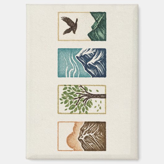 Minimal Nature Set – Mountain & Tree Art Magneet (Voorkant)