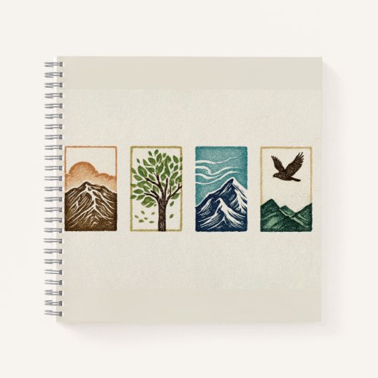 Minimal Nature Set – Mountain & Tree Art Notitieboek (Voorkant)
