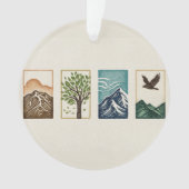Minimal Nature Set – Mountain & Tree Art Ornament (voorkant)