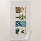 Minimal Nature Set – Mountain & Tree Art Strandlaken (Voorkant)