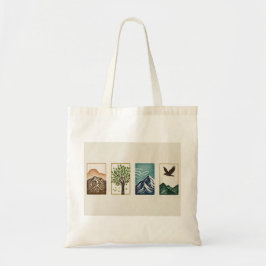 Minimal Nature Set – Mountain & Tree Art Tote Bag