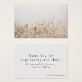 Minimal nature shop thank you card with discount visitekaartje