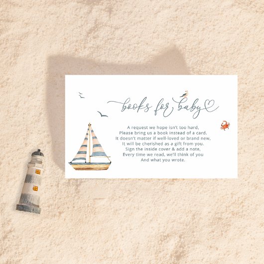 Minimal Nautical Baby shower Books voor Baby Informatiekaartje