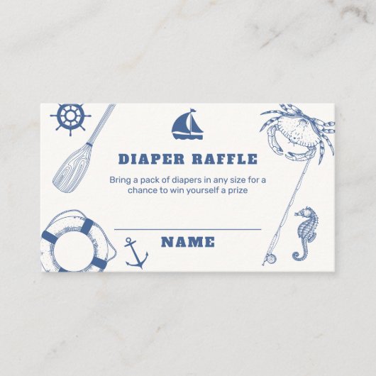 Minimal Nautical Vissen Luier Raffle Baby shower Informatiekaartje (Voorkant)