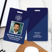 Minimal Navy Blue Corporate Photo ID Badge