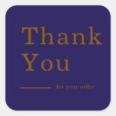 Minimal Navy Blue Custom Thank You Business Square Vierkante Sticker (Voorkant)