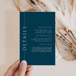 Minimal Navy Blue Wedding Details Invoegen Informatiekaartje
