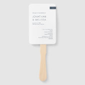 Minimal Navy Blue & White Monogram Wedding Program Handwaaier (Voorkant)