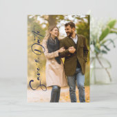 Minimal Navy Photo Wedding Save The Date Kaart (Staand voorkant)