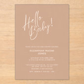 Minimal Neutral Baby Shower Acrylic Invitation Acryl Uitnodigingen (Voorkant)