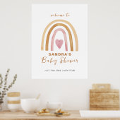 Minimal Neutral Boho Rainbow Baby shower Welkom Poster (Keuken)