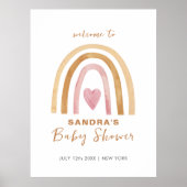 Minimal Neutral Boho Rainbow Baby shower Welkom Poster (Voorkant)