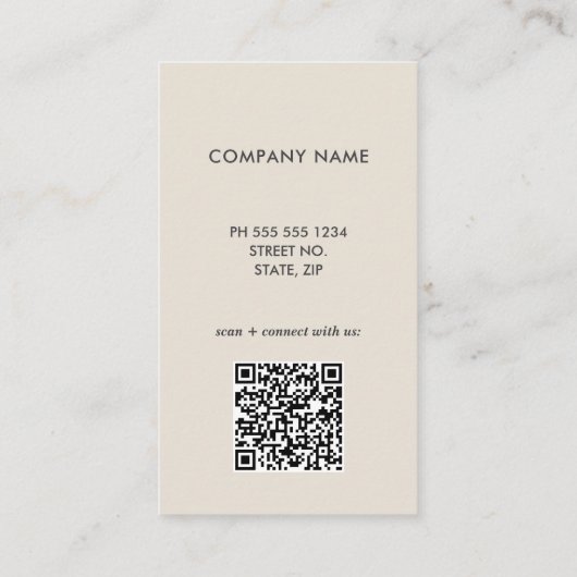 MInimal Neutral Business Logo QR Code Kaart Visitekaartje (Achterkant)