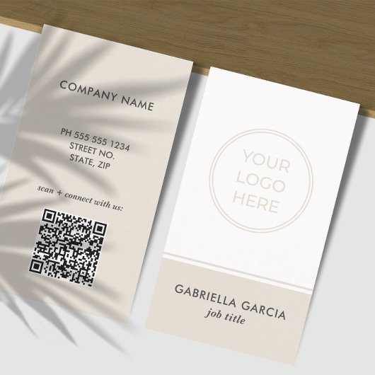 MInimal Neutral Business Logo QR Code Kaart Visitekaartje