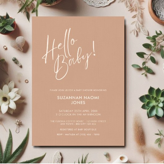 Minimal Neutral Modern Baby Shower Invitation Kaart