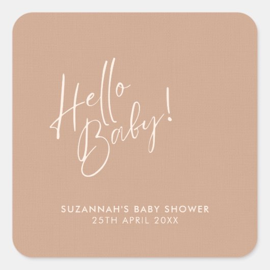 Minimal Neutral Modern Baby Shower Vierkante Sticker (Voorkant)