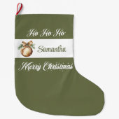 Minimal neutral Nordic tone personalized christmas Grote Kerstsok (Voorkant)