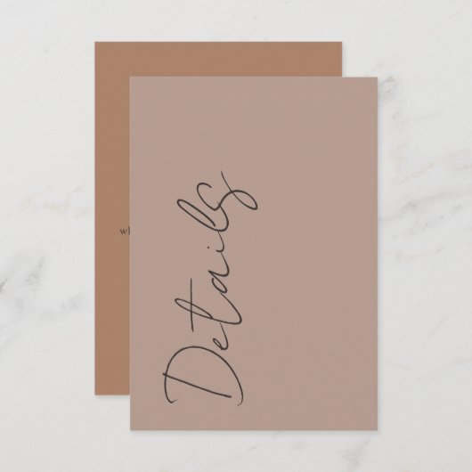 Minimal Neutral Typography Wedding Details Informatiekaartje (Voorkant / Achterkant)