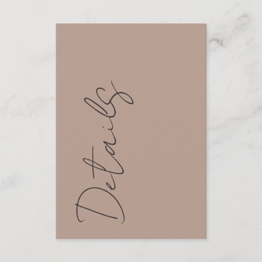Minimal Neutral Typography Wedding Details Informatiekaartje (Voorkant)