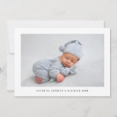 Minimal Newborn Announcement Kaart (Achterkant)