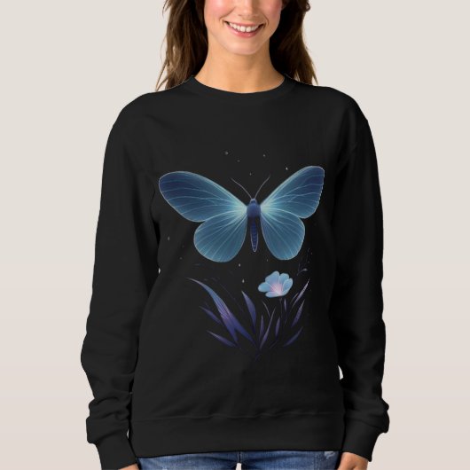 Minimal Night Butterfly Vector – Soft Glow Illustr Trui (Voorkant)