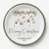 Minimal Nordic Christmas Script Family Name Plates Papieren Bordje (Voorkant)