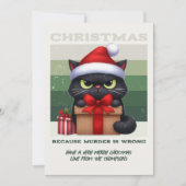 Minimal Nordic Funny Cat Retro Christmas Photo Feestdagenkaart (Voorkant)