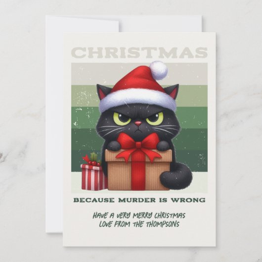 Minimal Nordic Funny Cat Retro Christmas Photo Feestdagenkaart (Voorkant)