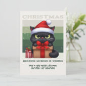 Minimal Nordic Funny Cat Retro Christmas Photo Feestdagenkaart (Staand voorkant)