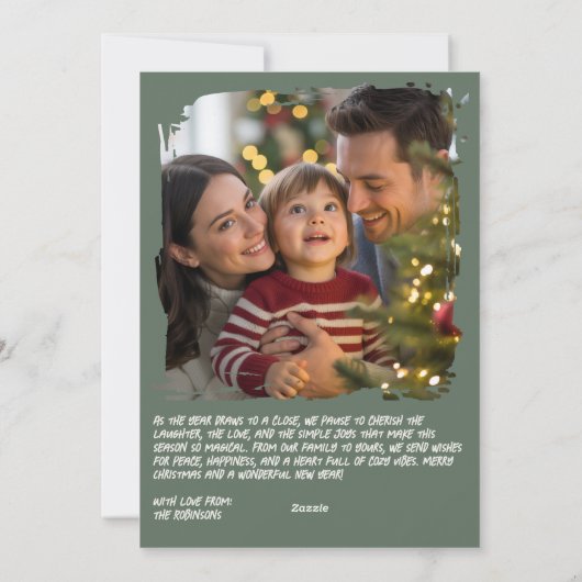 Minimal Nordic Funny Cat Retro Christmas Photo Feestdagenkaart (Achterkant)