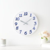 Minimal Numbers Cobalt Indigo Blue White Grote Klok (Huis)