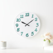 Minimal Numbers Gray White Grey Teal Metallic Grote Klok (Huis)