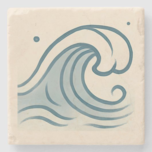 Minimal Ocean Wave Art Tegel Stenen Onderzetter (Voorkant)